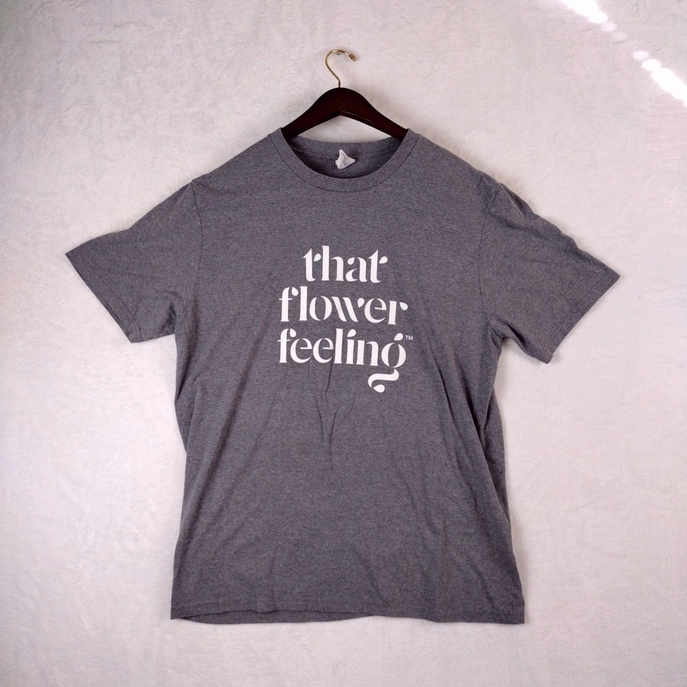 That Flower Feeling Graphic Tee Gray Short Sleeve Flowers Self Care T-Shirt XL